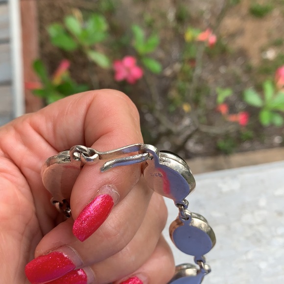 Vintage Heavy Sterling Silver Black Onyx Bracelet - Picture 8 of 17